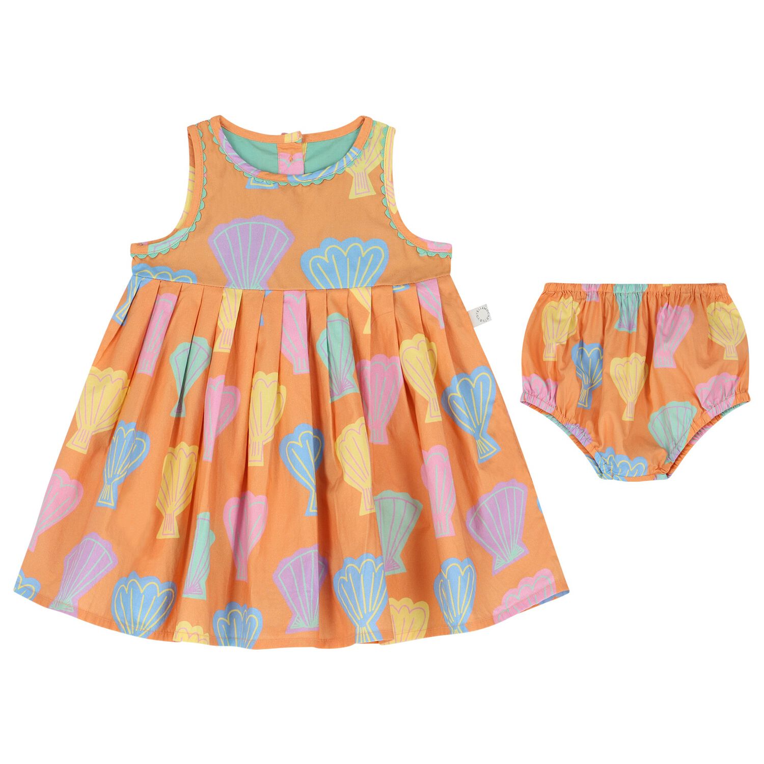 Younger Girls Orange Shell Pleated Dress Set, 1, hi-res image number null