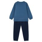 Boys Blue & Navy Blue Tracksuit, 2, hi-res
