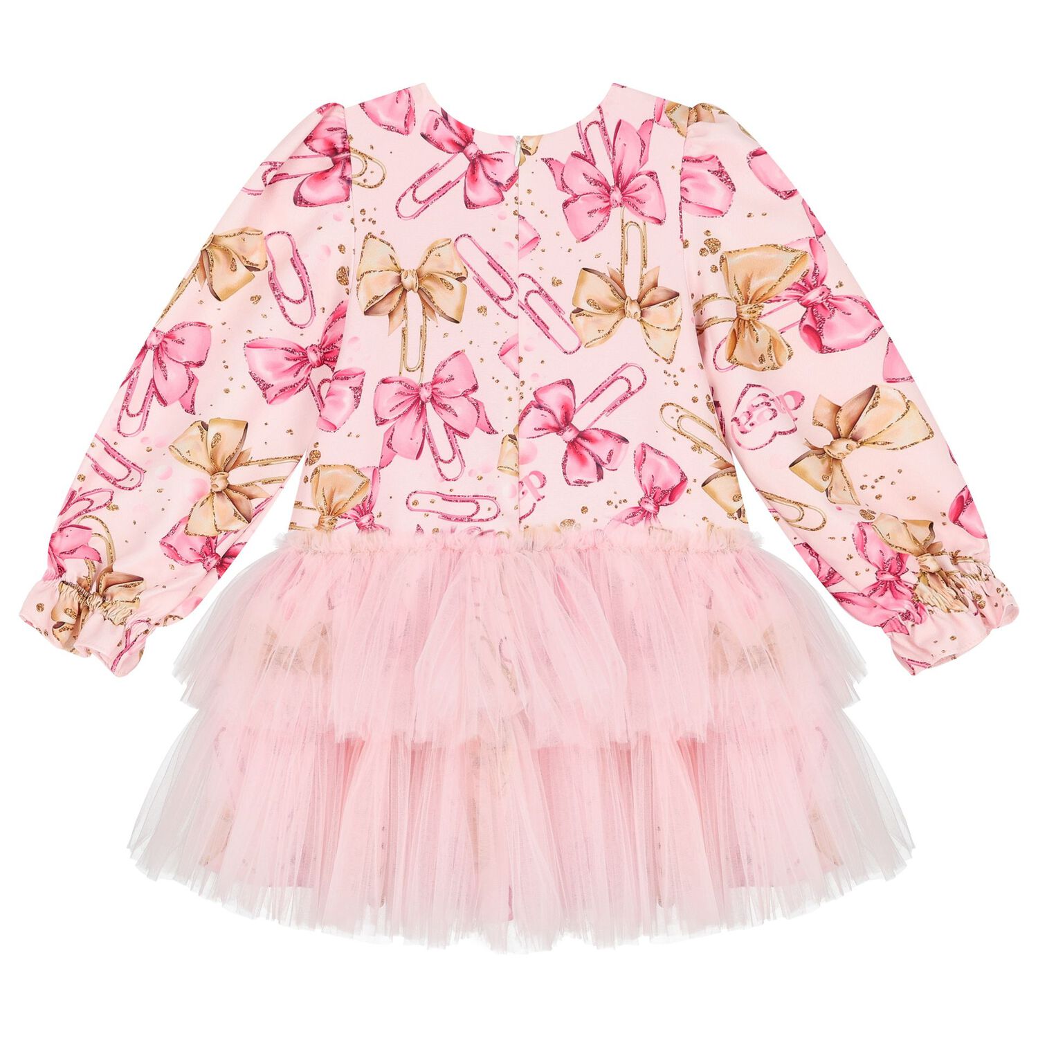 Girls Pink Bow Tulle Dress, 1, hi-res image number null