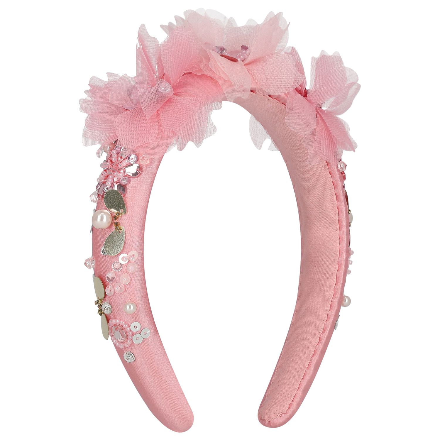 Girls Pink Flower Sequin Headband, 1, hi-res image number null