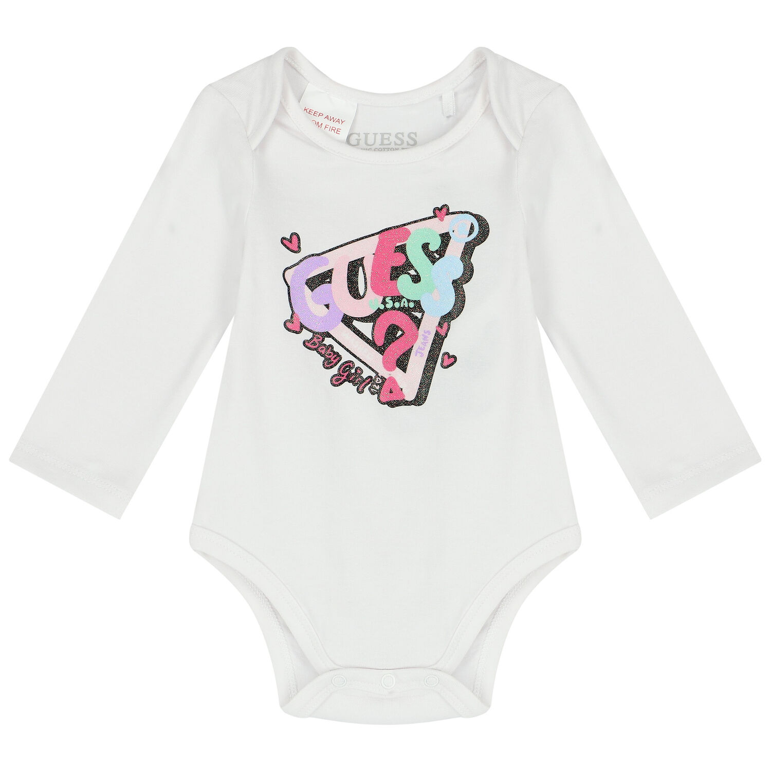 Baby Girls White & Pink Logo Bodysuits ( 3-Pack ), 1, hi-res