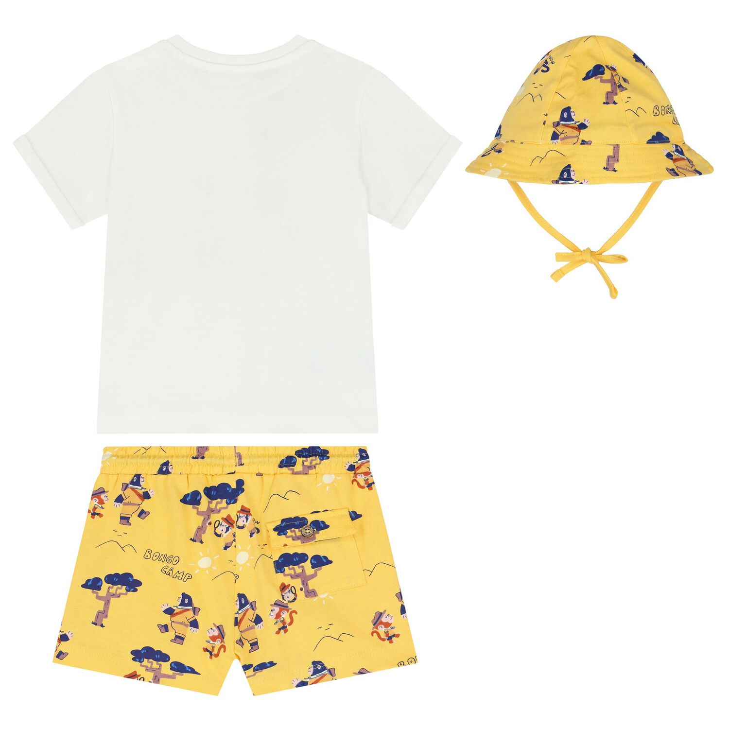 طقم أولاد شورت باللون الأبيض والأصفر, 1, hi-res