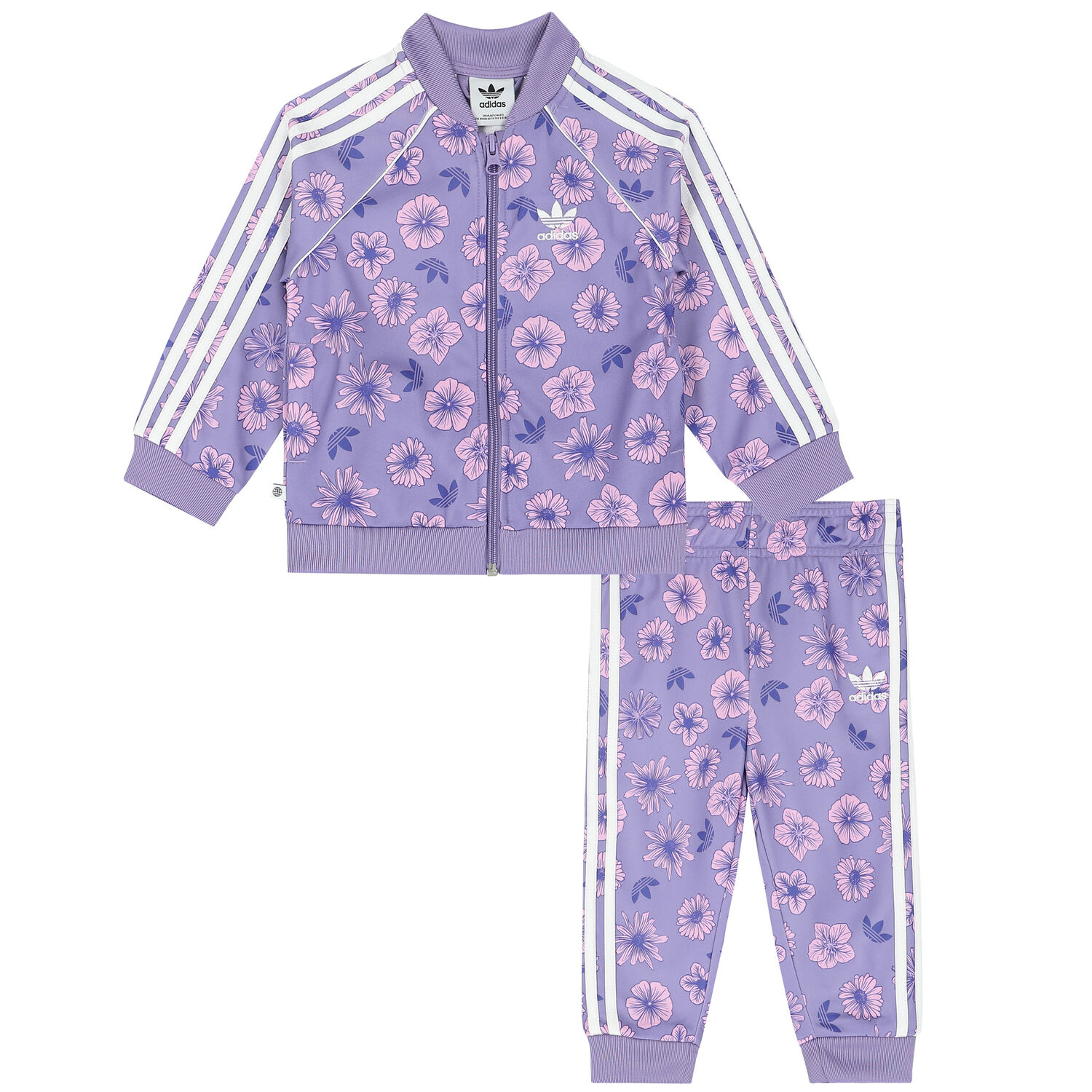 Baby Girls Purple Floral Logo Tracksuit, 1, hi-res