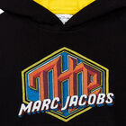 توب هودي بالشعار باللون الأسود للبنات, 1, hi-res