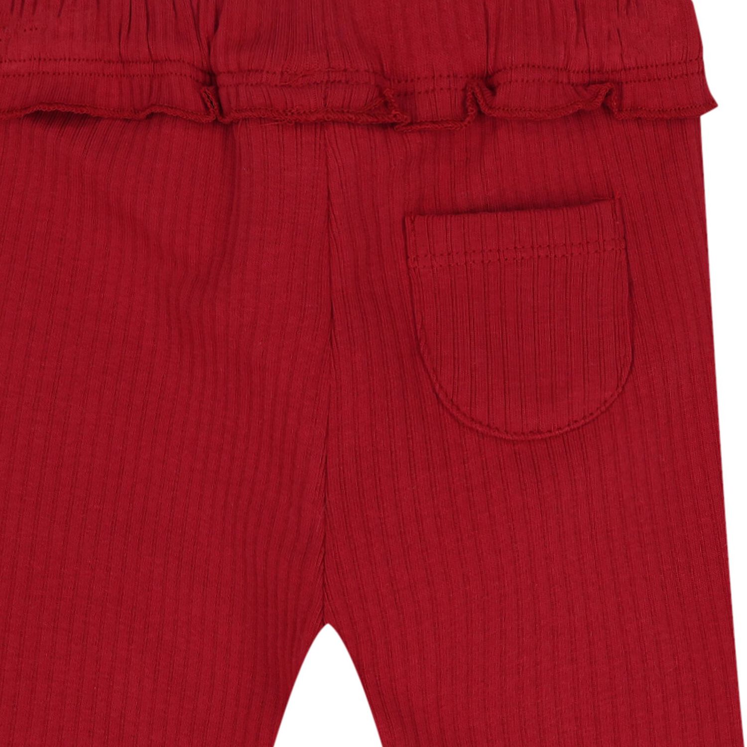 Younger Girls Red Ribbed Leggings, 1, hi-res