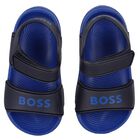 Boys Navy Blue & Blue Sandals, 2, hi-res