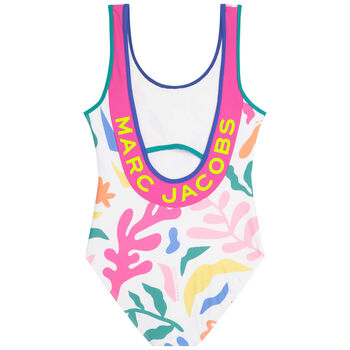 Girls White Coral Reef Swimsuit