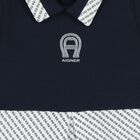 Baby Boys Navy Blue & White Logo Romper, 1, hi-res
