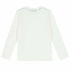 Boys Ivory White Logo Long Sleeve Top, 1, hi-res