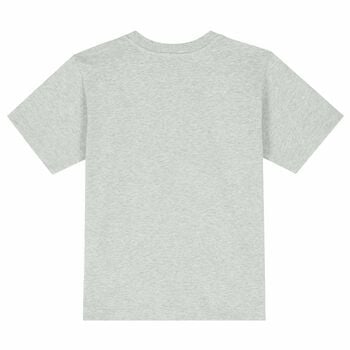 تيشيرت قطن بالشعار باللون الرمادى