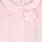 Baby Girls Pink Flower Velour Babygrow, 1, hi-res