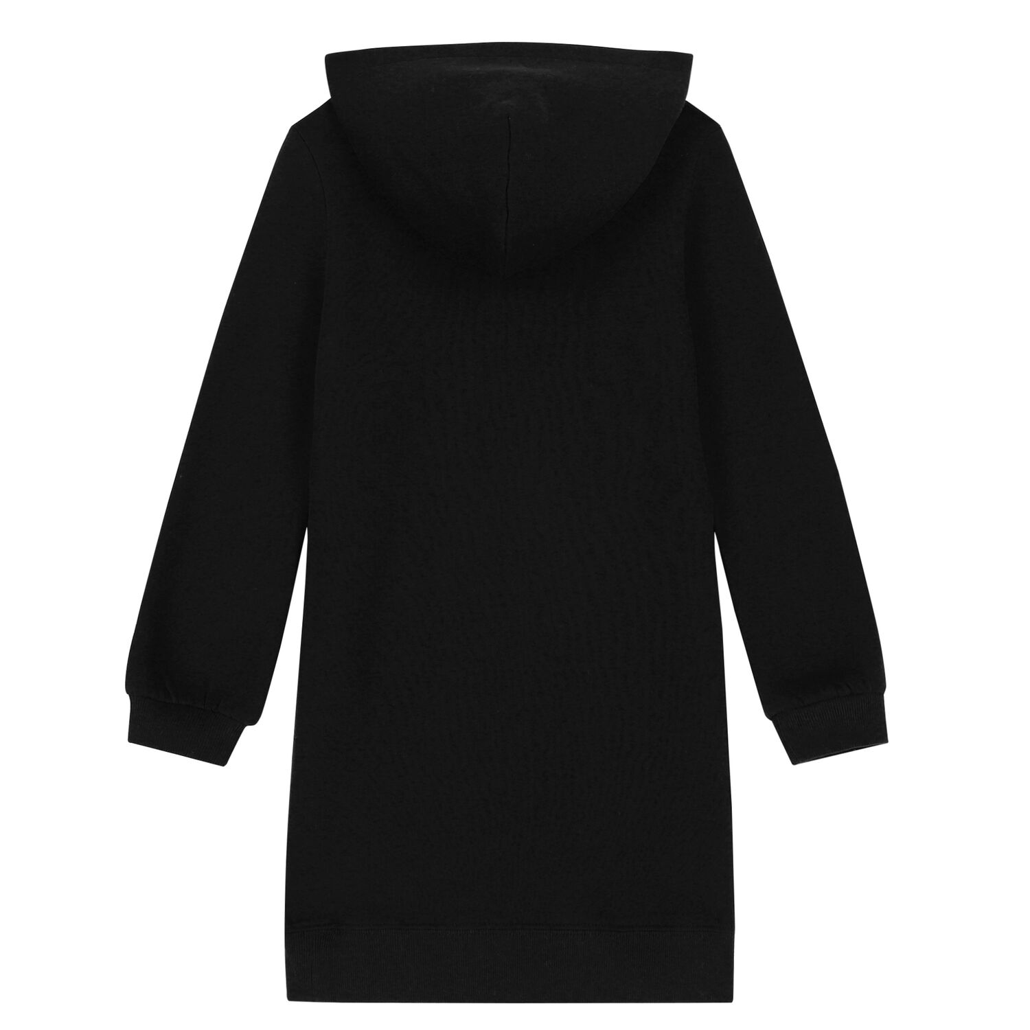 فستان هودى بالشعار باللون الاسود, 1, hi-res