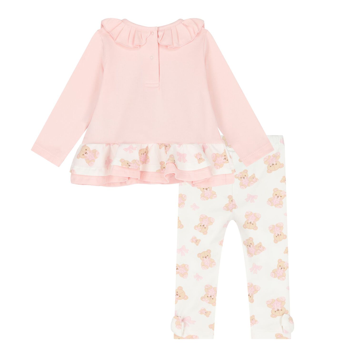 Baby Girls Pink & White Teddy Bear Leggings Set, 1, hi-res image number null