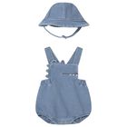 Baby Boys Blue Denim Crocodile Romper Set, 1, hi-res