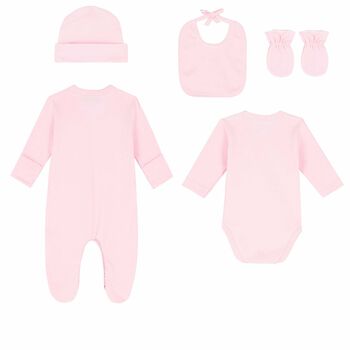 Baby Girls Pink Embroidered Gift Set