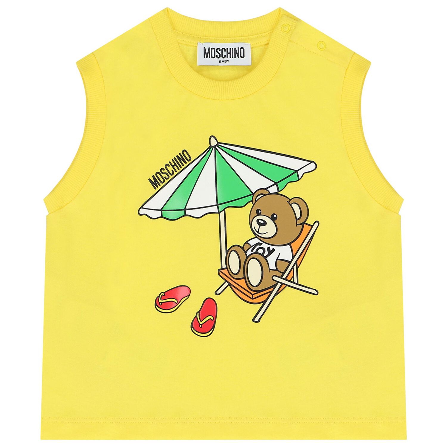 Yellow & White Teddy Bear Logo Shorts Set, 1, hi-res