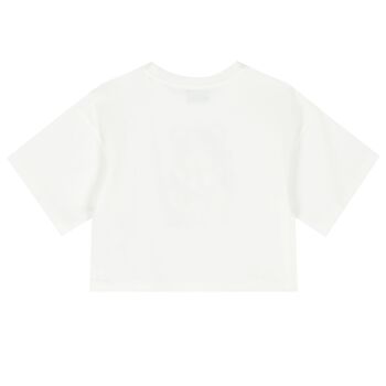 Girls Ivory Teddy Bear Logo T-Shirt