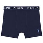 Boy Ivory, Blue  & Navy Blue Logo Boxer Shorts ( 3-Pack ), 2, hi-res