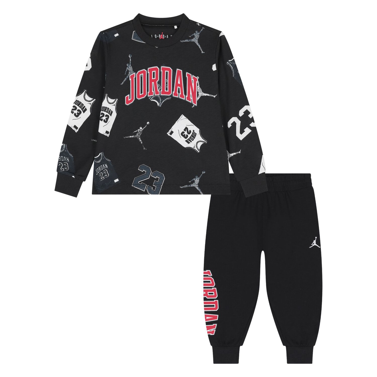 Younger Boys Black Jordan Trousers Set, 1, hi-res