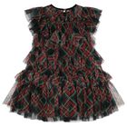 Girls Black, Green & Red Etta Tartan Tulle Dress, 1, hi-res