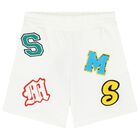Boys Ivory Cotton Varsity Shorts, 1, hi-res