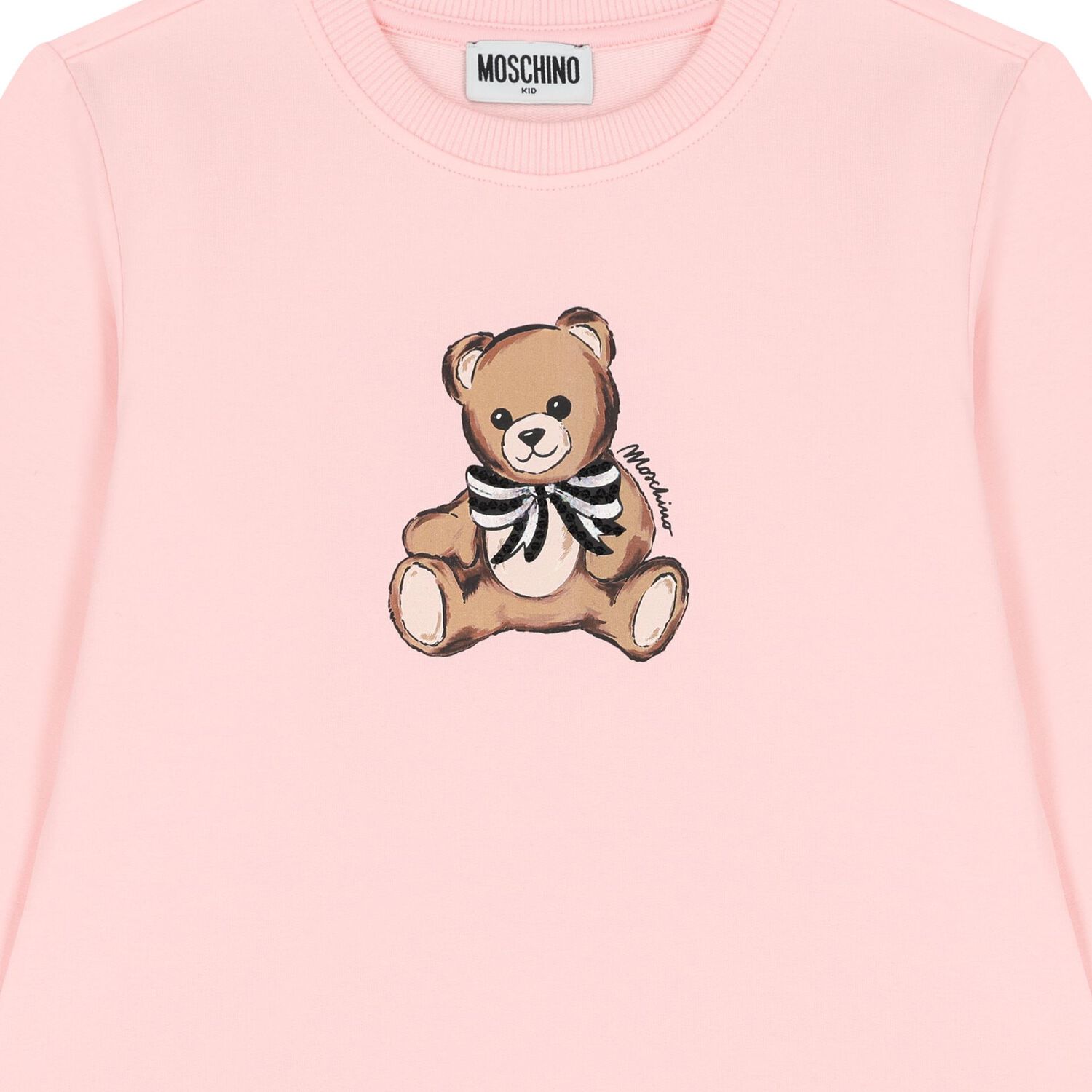 Girls Pink Teddy Bear Logo Dress, 2, hi-res