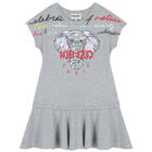 Girls Grey Elephant Logo Dress, 1, hi-res