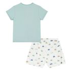 Baby Boys Green & White Car Shorts Set, 2, hi-res