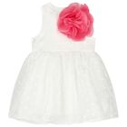 Girls White & Pink Flower Dress, 1, hi-res