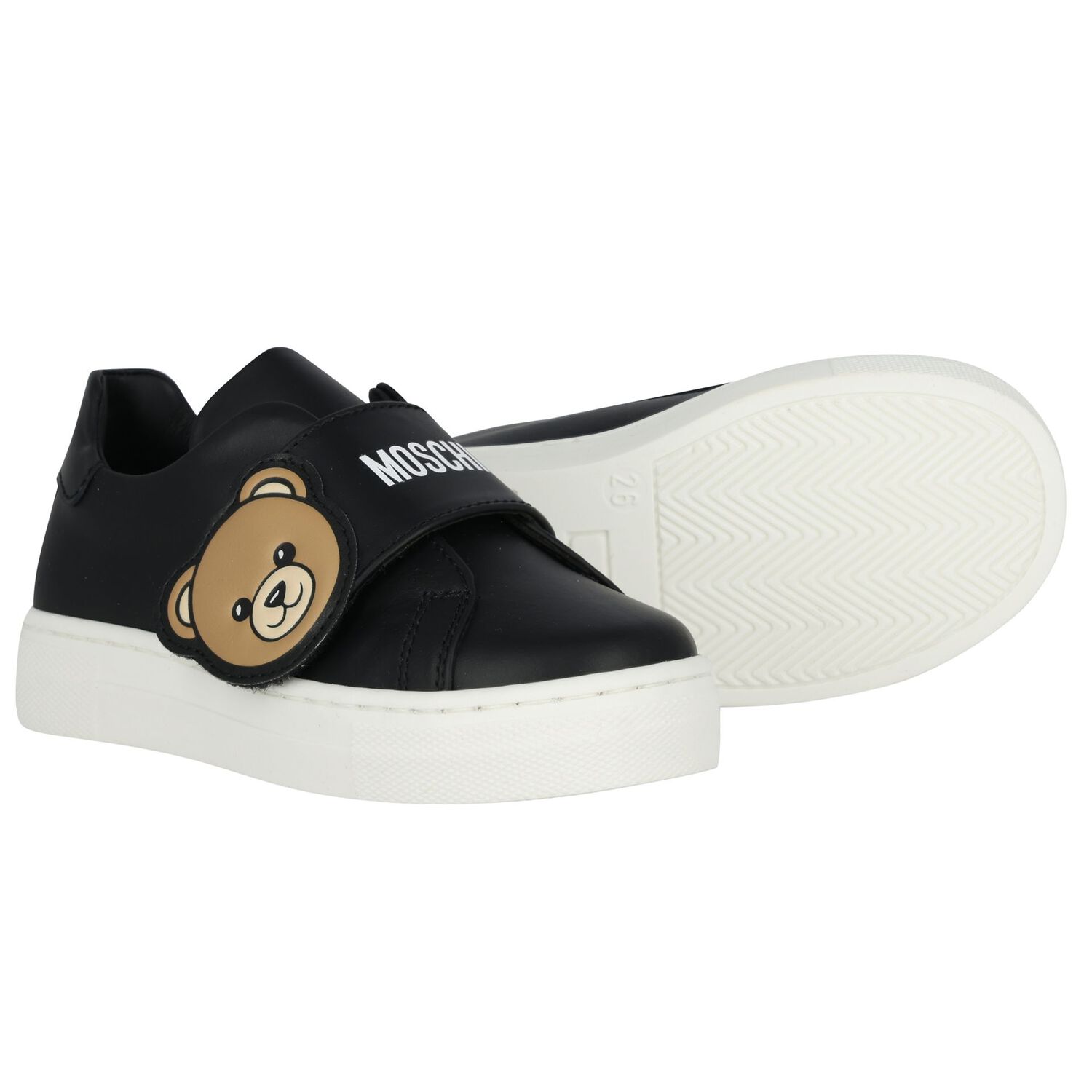 Black & White Teddy Bear Logo Trainers , 1, hi-res