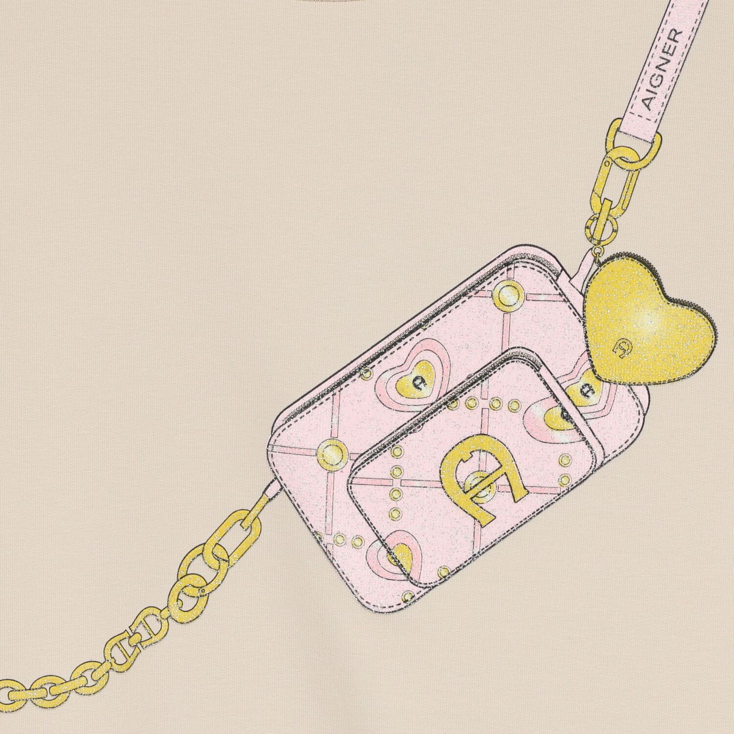 سويت شيرت بحقيبة كروس بودي باللون البيج للبنات, 1, hi-res