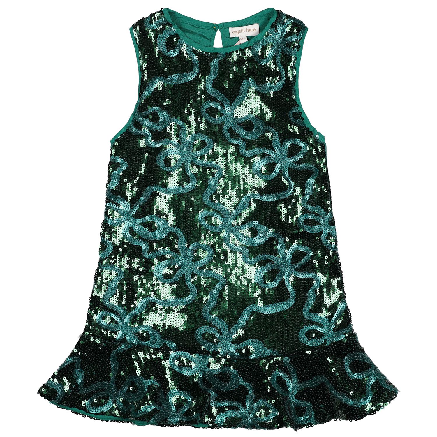 Girls Green Sequin Bow Bonita Dress, 2, hi-res
