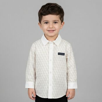 Younger Boys White Logo Shirt