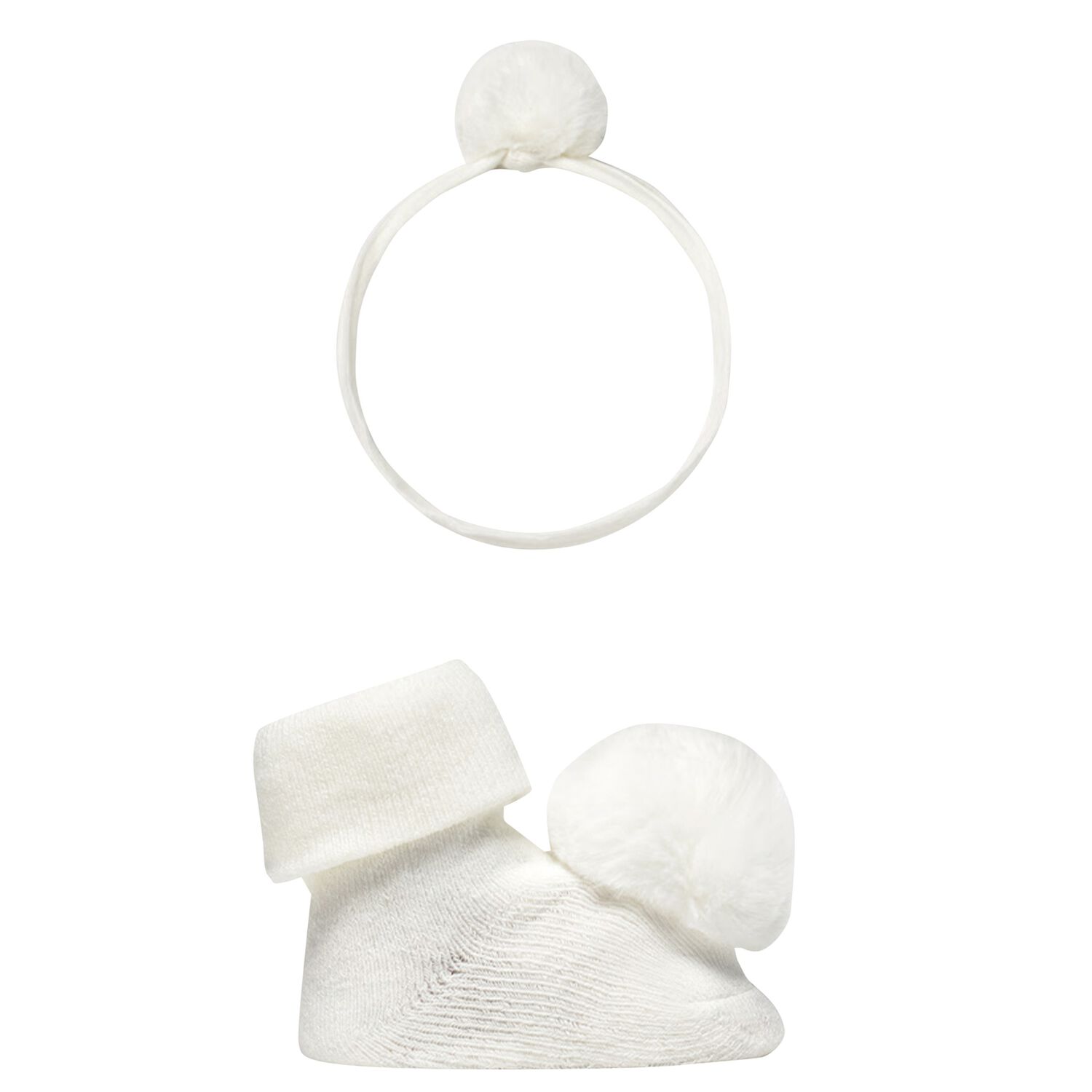 Baby Girls White Headband & Booties Gift Set, 1, hi-res