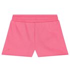 شورت بالشعار باللون الوردي للبنات, 1, hi-res