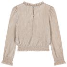 طقم تنورة بليسيه باللون الذهبي للبنات, 1, hi-res