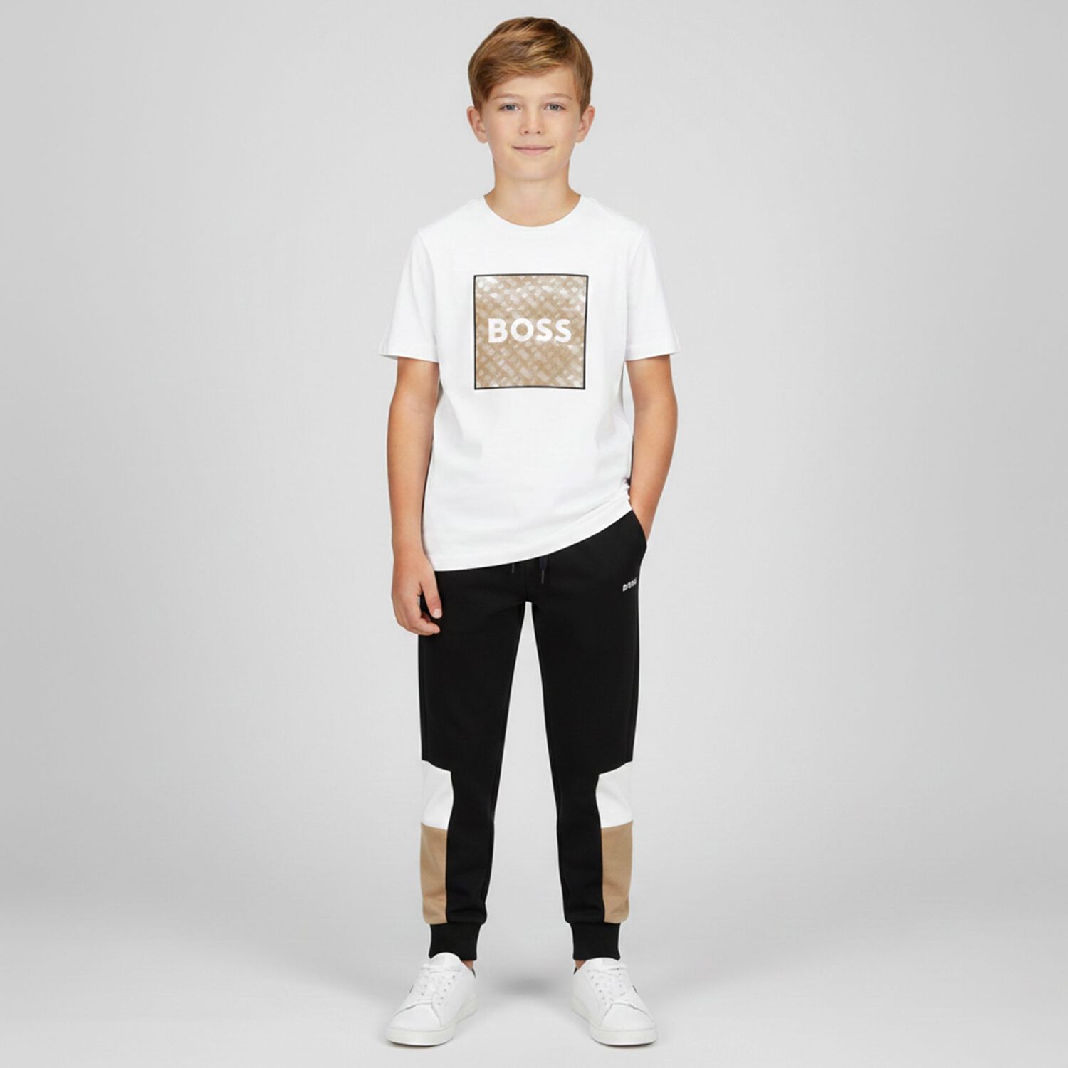 Boys Black Logo Joggers, 4, hi-res