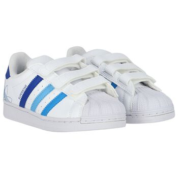 White & Blue Superstar CF Trainers