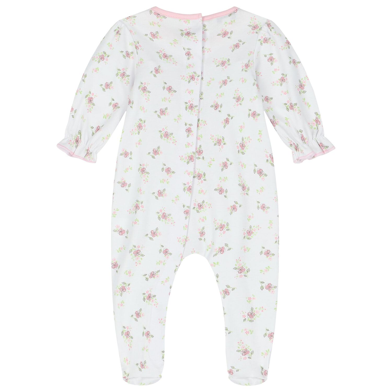 Baby Girls White & Pink Floral Babygrow, 1, hi-res image number null