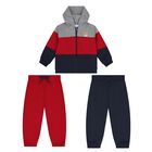 Younger Boys Grey, Red & Navy Blue 3-Piece Tracksuit, 3, hi-res