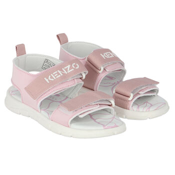 Girls Pink & White Logo Sandals