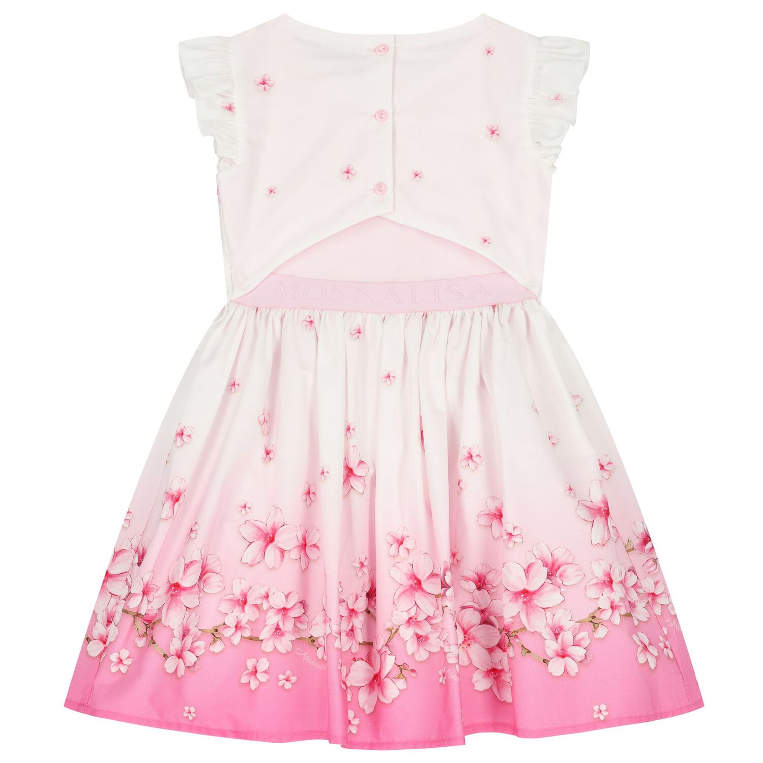 Girls White & Pink Cherry Blossom Dress, 1, hi-res image number null