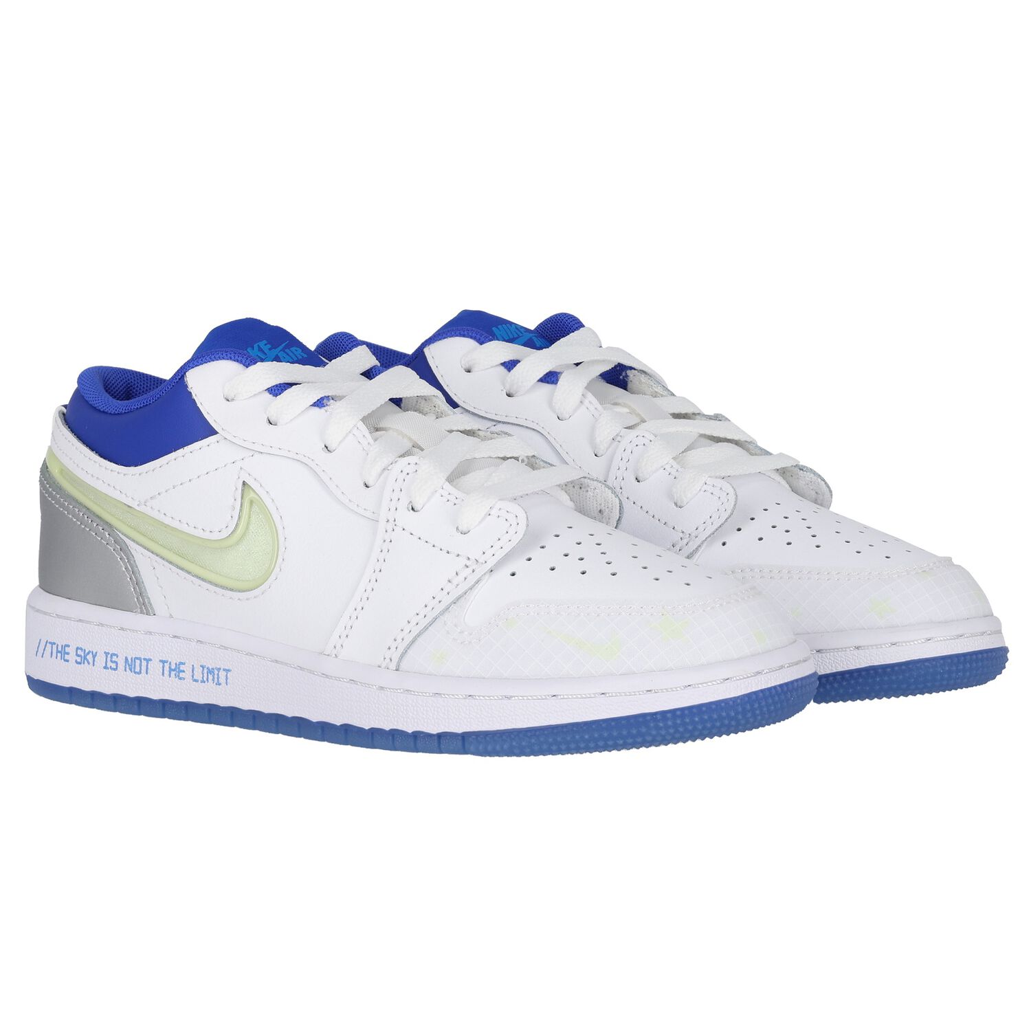 White & Blue Air Jordan 1 Low Trainers, 1, hi-res image number null