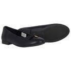 Girls Black Bow Ballerina Shoes, 1, hi-res