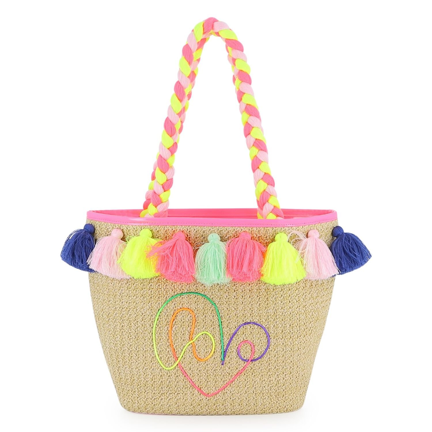 Girls Beige Straw Bag, 1, hi-res