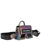 حقيبة يد للبنات بشعار باللونين البيج والأسود, 1, hi-res