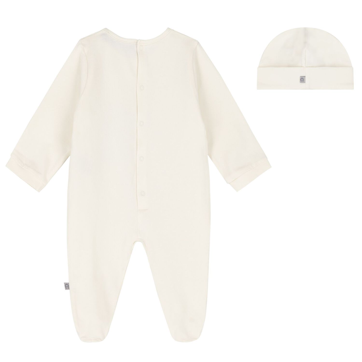 Ivory & Gold Logo Babygrow & Hat Gift Set, 1, hi-res
