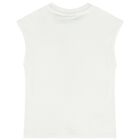 Baby Girls White & Pink Striped Logo Dungaree Set, 1, hi-res