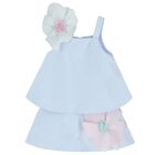 Girls Blue Organza Flower Dress, 1, hi-res