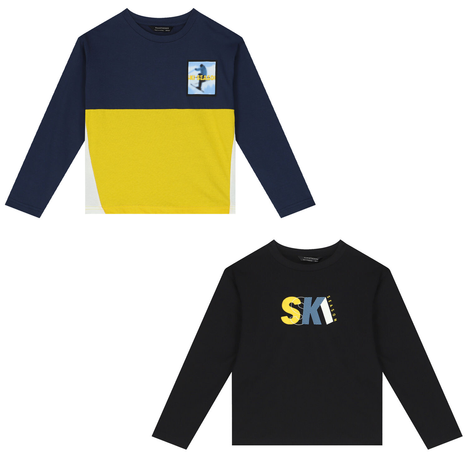 Boys Blue, Yellow & Black Long Sleeve Top ( 2-Pack ), 1, hi-res